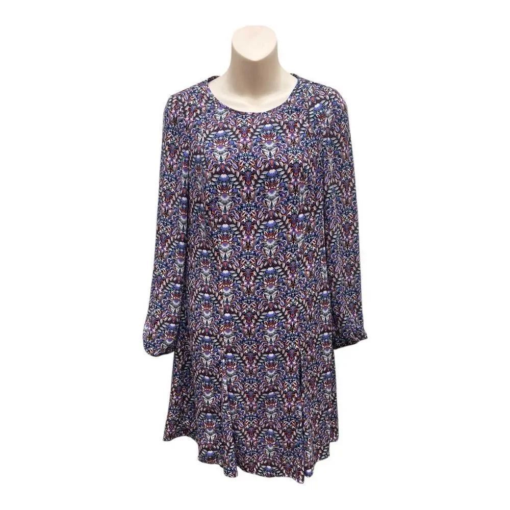The Limited Long Sleeve Drop Waist A-line Dress Purple Paisley Print Size 0